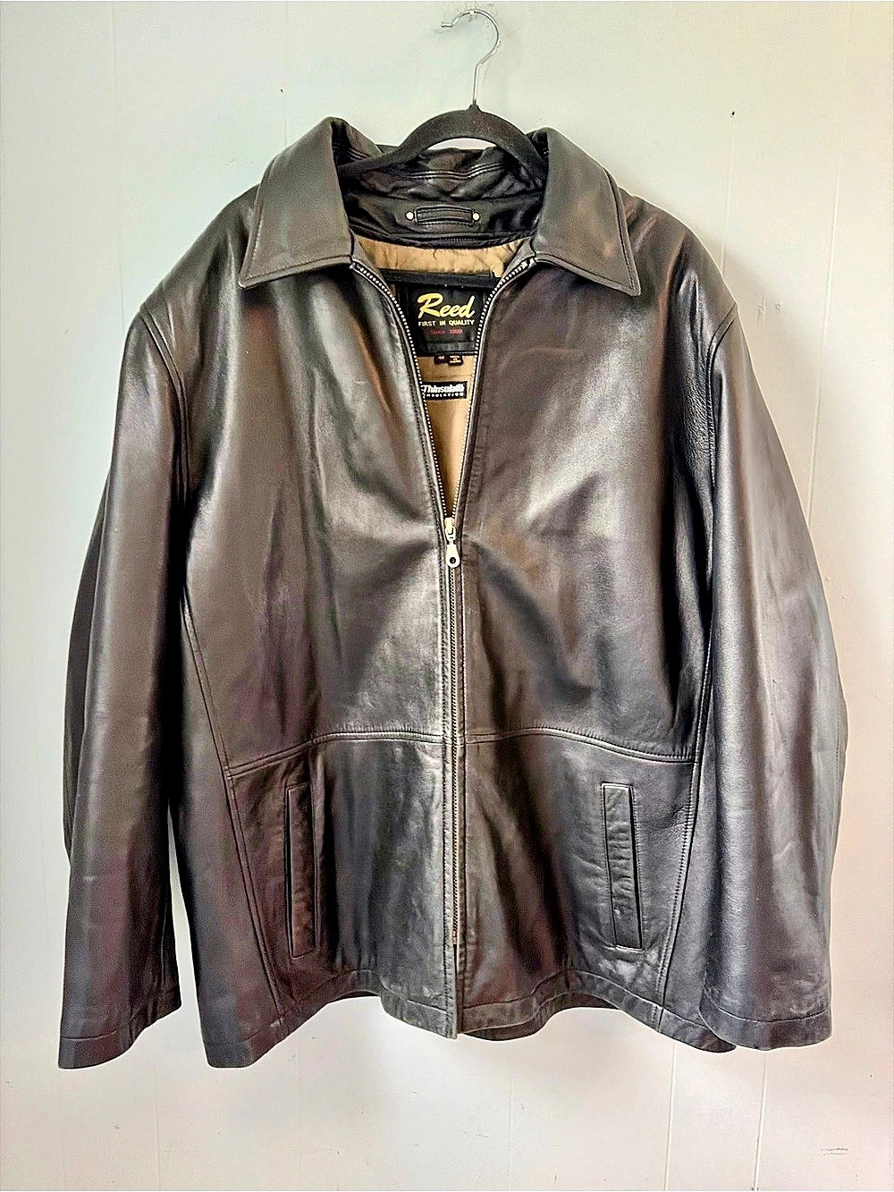 Reed Vintage Thinsulate Brown Leather Jacket Zip Out Lining 46 XL  Like New